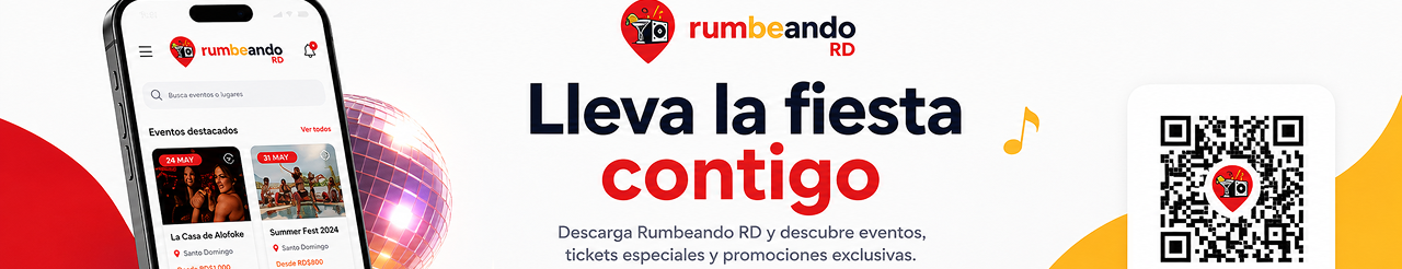 Lleva la fiesta contigo — descarga la app de Rumbeando RD